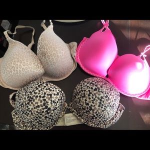 3 Victoria secret push-up bras - 36D